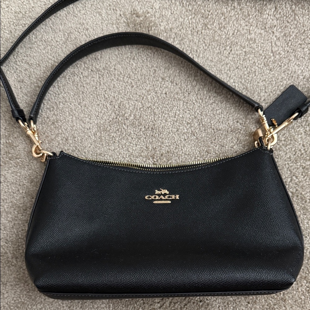 Coach Black Shoulder Bag with Gold Accents